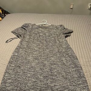 Calvin Klein Black and White Textured Midi Dress